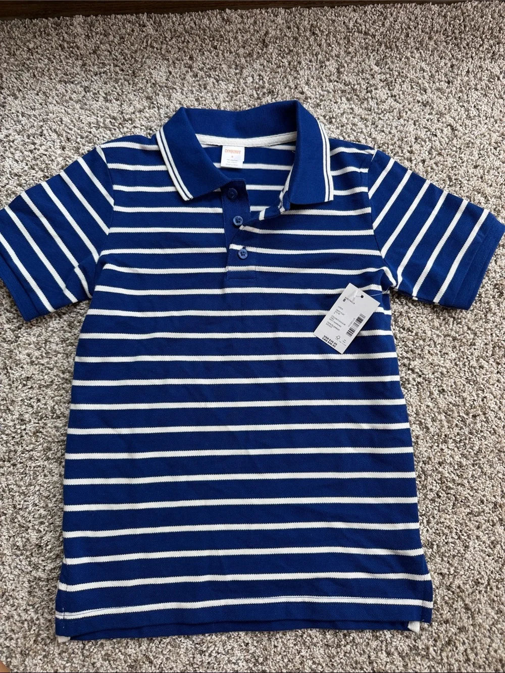 NWT Gymboree boys Short-Sleeve Blue & White Striped Polo